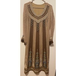 Heavy embroidery Crinkle Chiffon wedding Dress L